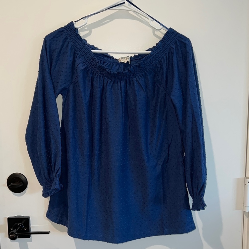 NWT Style & Co. Off Shoulder Top Mountain Blue XSM